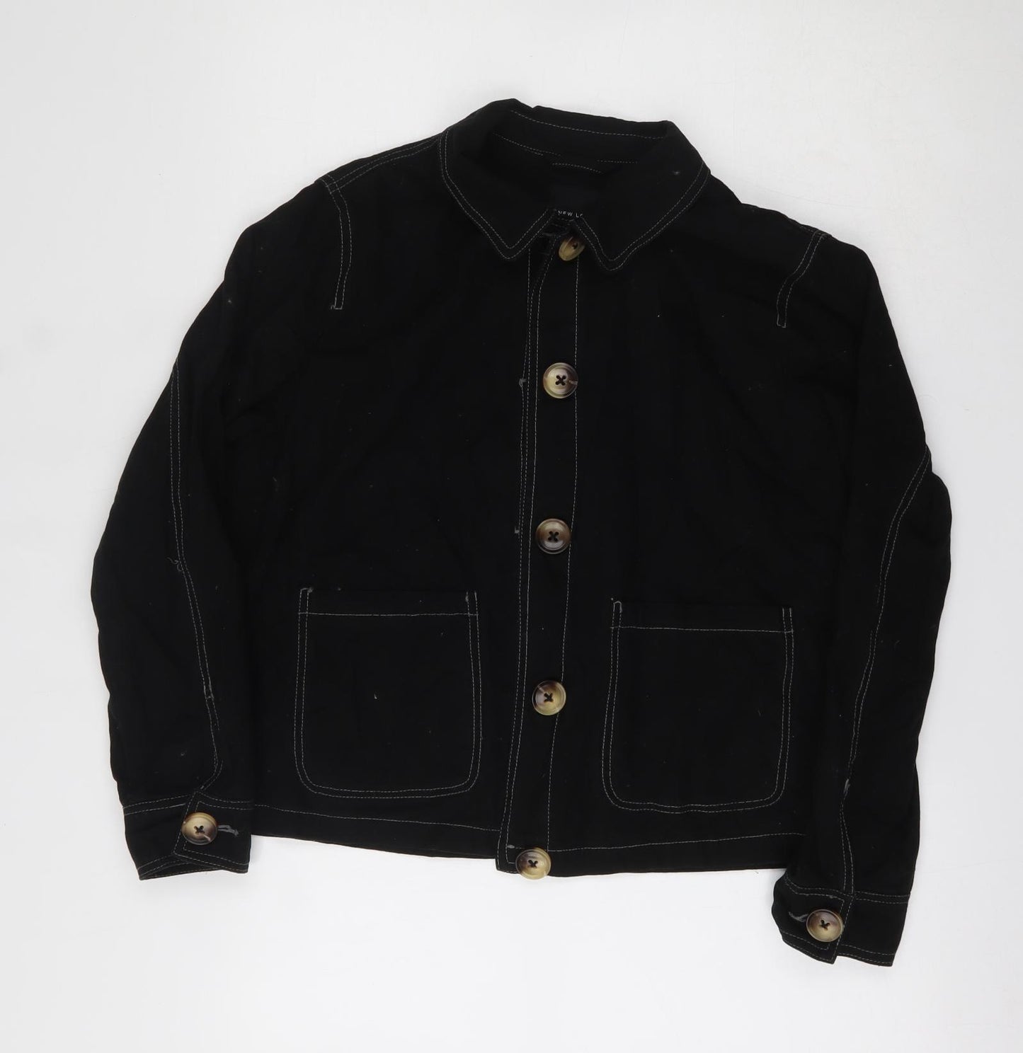 New Look Womens Black   Jacket  Size 14  Button - Denim Jacket