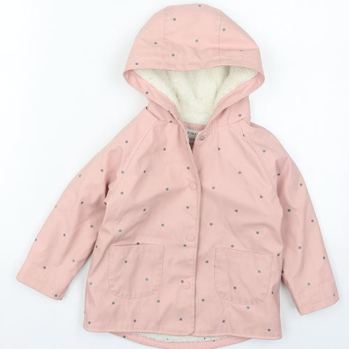 Primark Girls Pink Polka Dot  Basic Coat Coat Size 18-24 Months   Zip