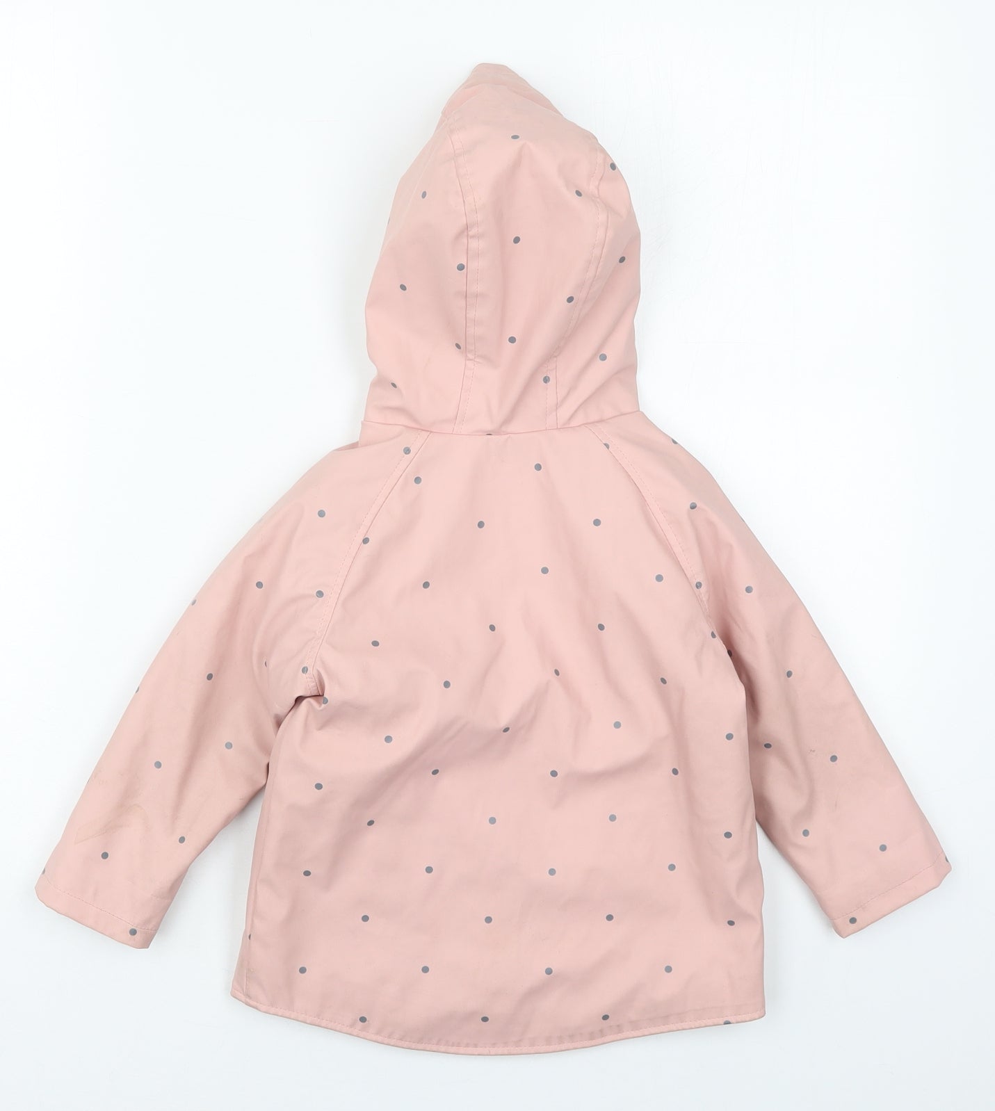 Primark Girls Pink Polka Dot  Basic Coat Coat Size 18-24 Months   Zip