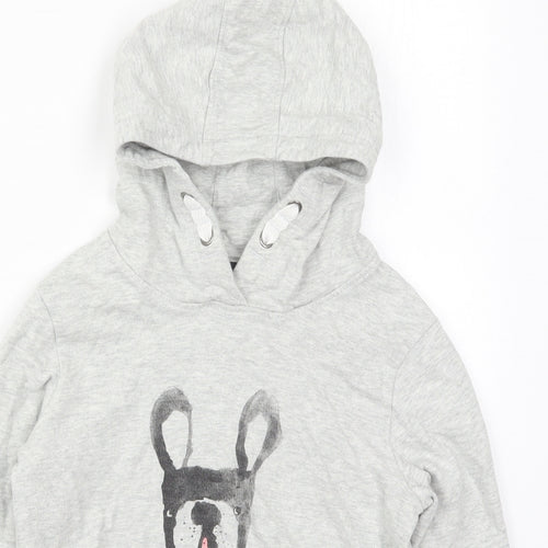 NEXT Girls Grey  Cotton Pullover Hoodie Size 9 Years  Pullover - I Only Speak Frenchie