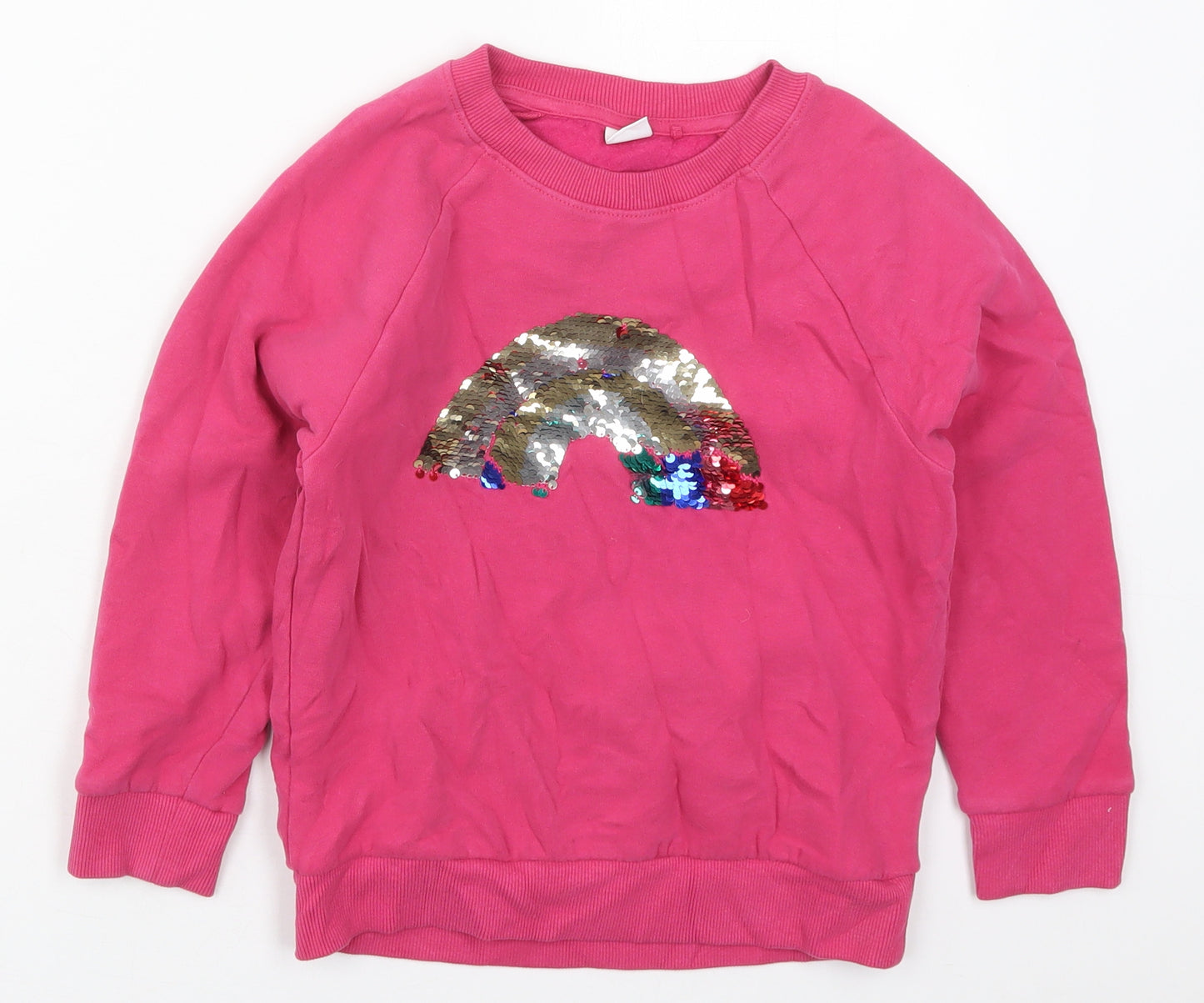 NEXT Girls Pink  Cotton Pullover Sweatshirt Size 8 Years  Pullover - Rainbow