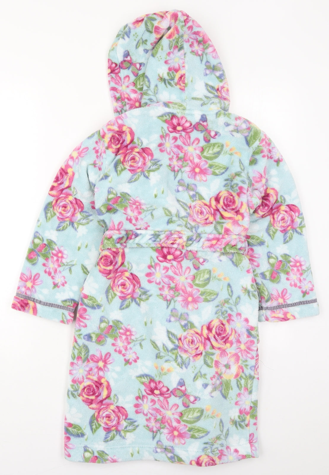 Monsoon Girls Blue Floral Polyester Kimono Robe Size 7-8 Years  Tie