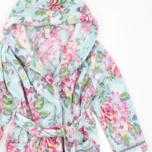 Monsoon Girls Blue Floral Polyester Kimono Robe Size 7-8 Years  Tie