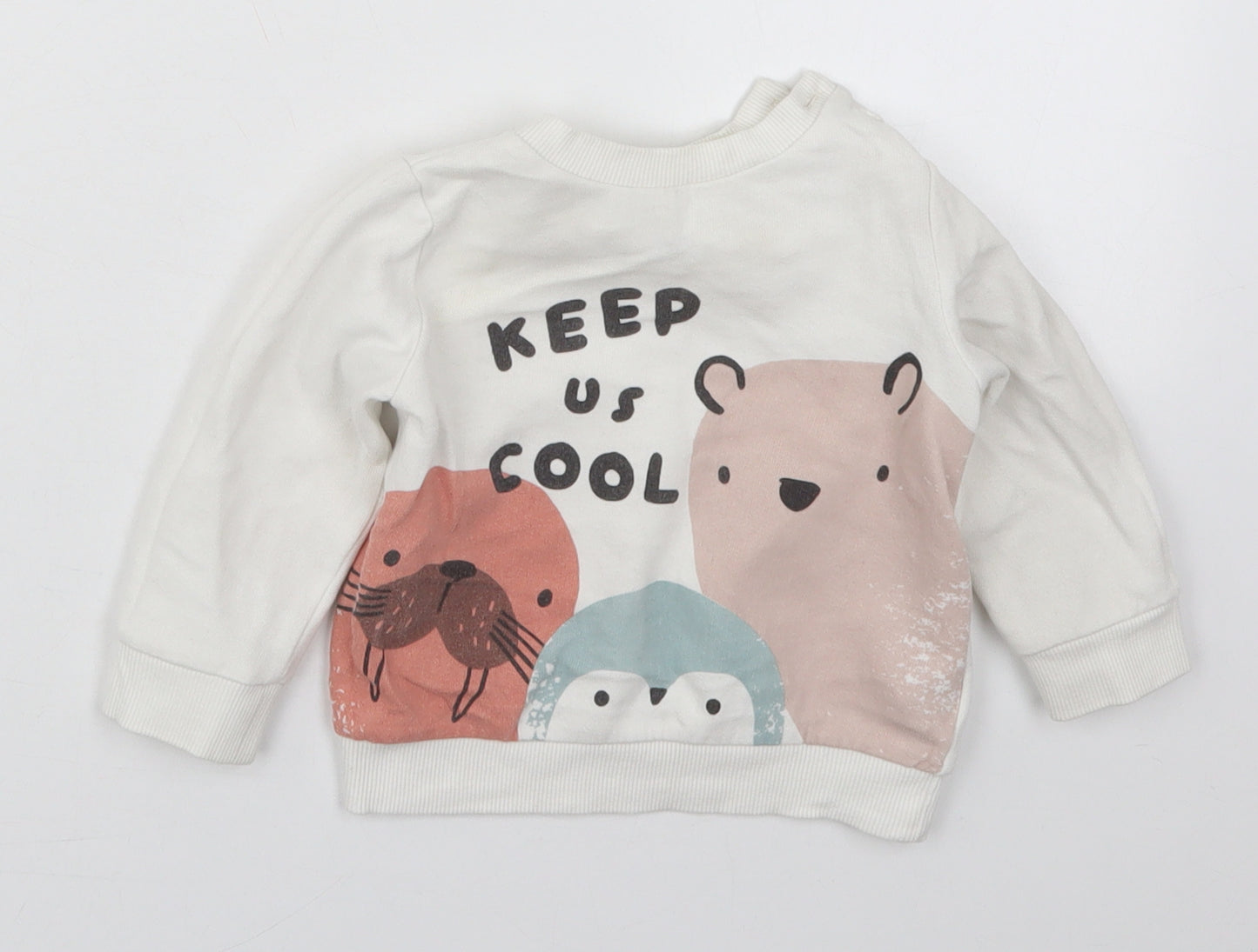 F&F Baby White  Cotton Basic T-Shirt Size 18-24 Months Crew Neck Pullover - Keep Us Cool