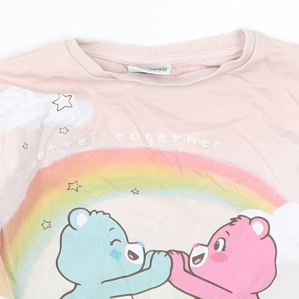 Tesco Girls Pink  Cotton Basic T-Shirt Size 18-24 Months Crew Neck Pullover - Care Bears