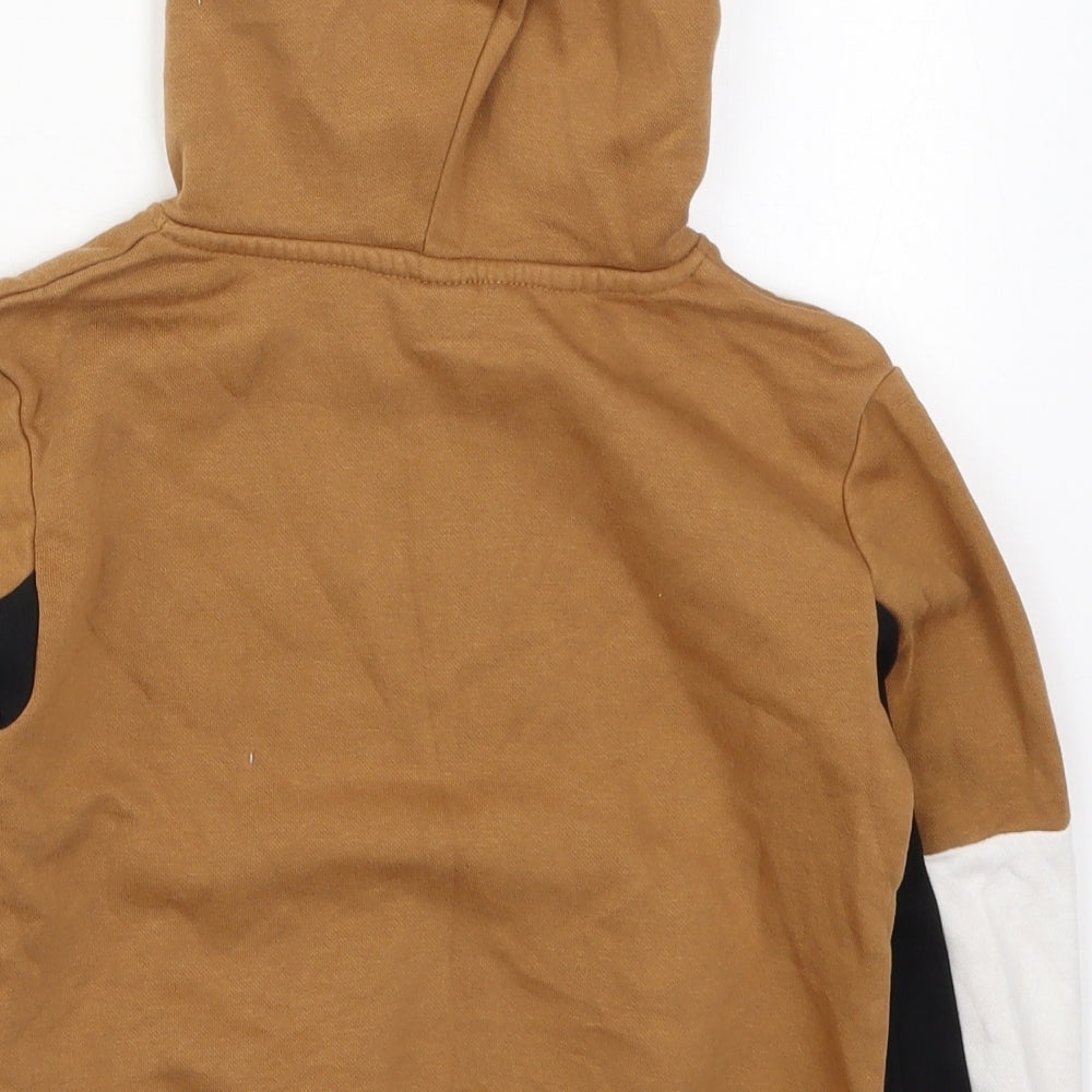 H&M Boys Brown Colourblock Cotton Pullover Hoodie Size 4-5 Years  Pullover