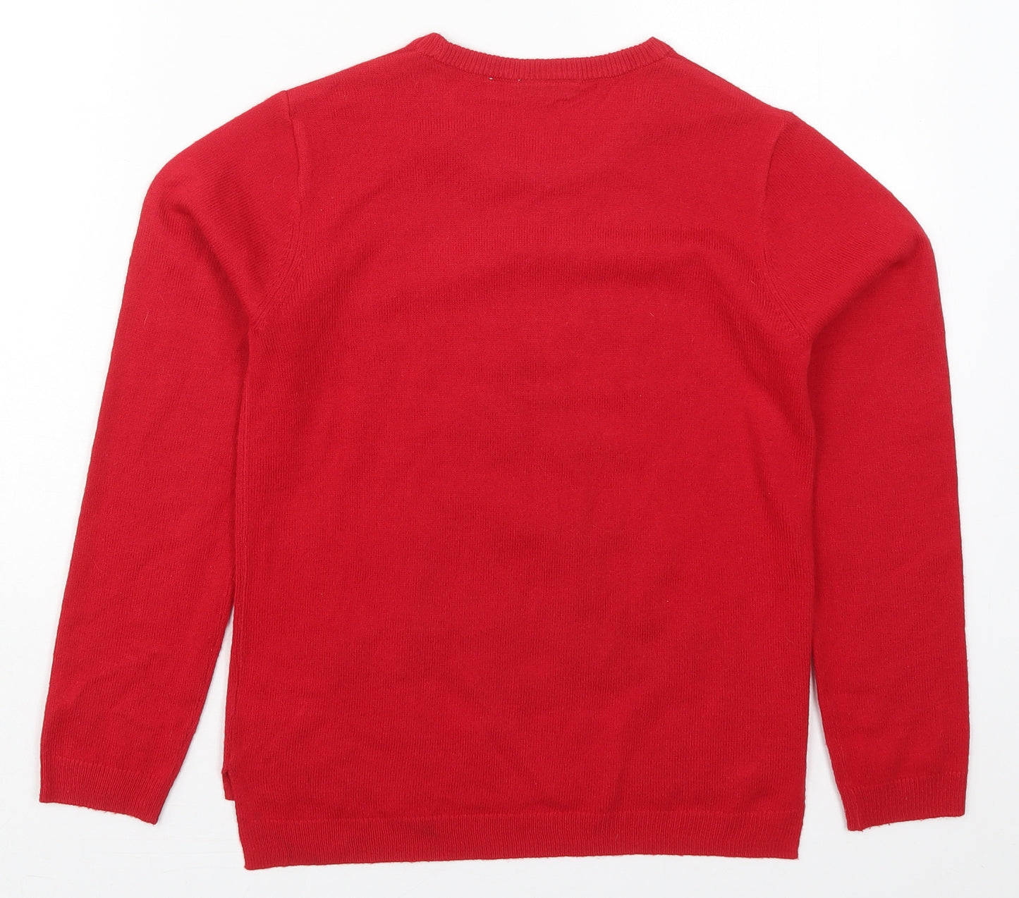 Pepperts Girls Red Crew Neck  Acrylic Pullover Jumper Size 10-11 Years  Pullover - Christmas Tree