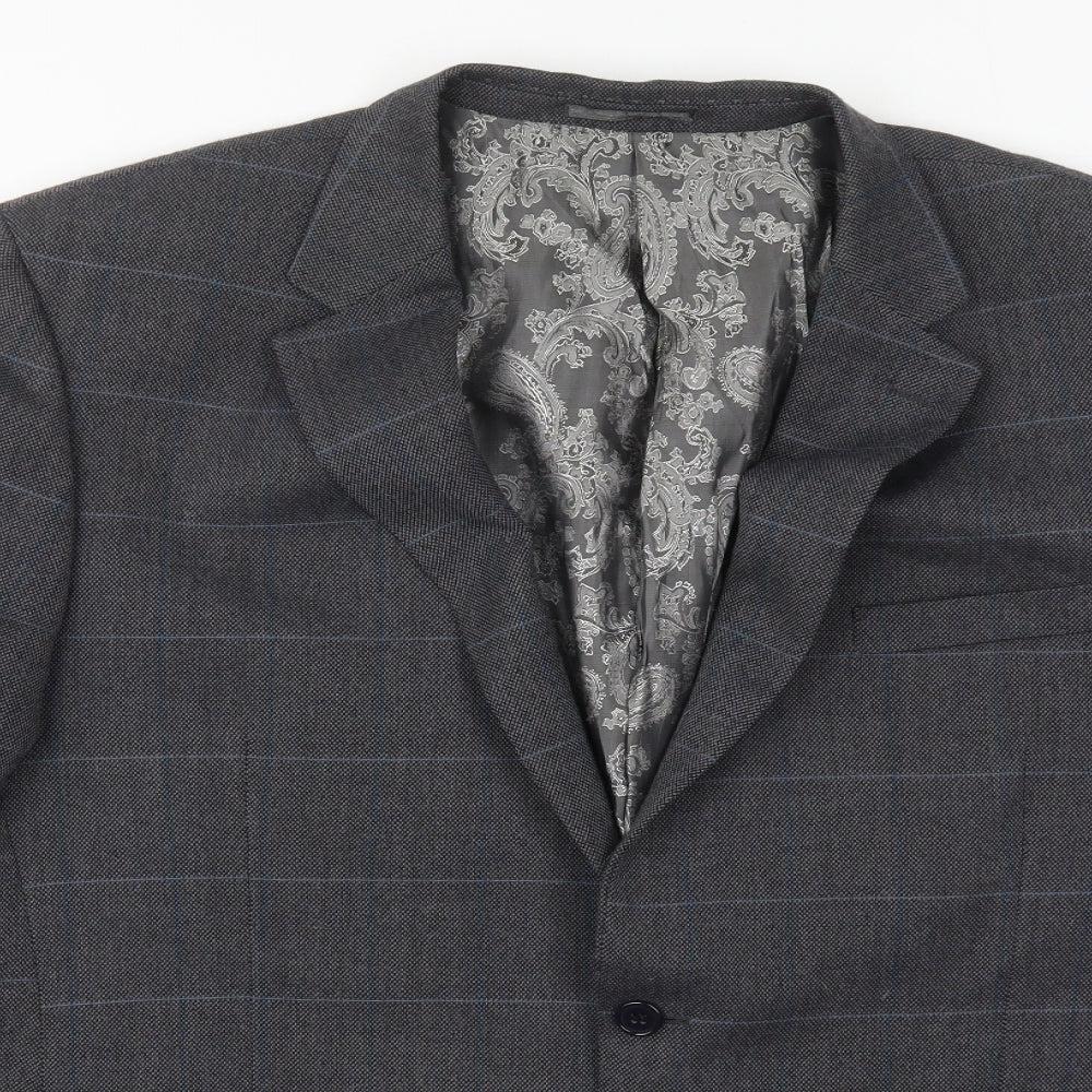 Skopes Mens Grey Check Polyester Jacket Suit Jacket Size 50