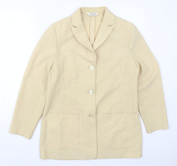 Focus Womens Beige   Jacket  Size 12  Button