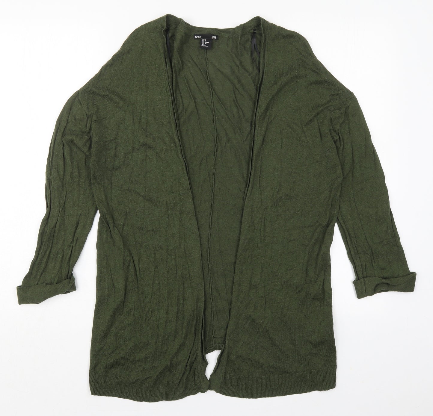 H&M Womens Green V-Neck  Viscose Cardigan Jumper Size S