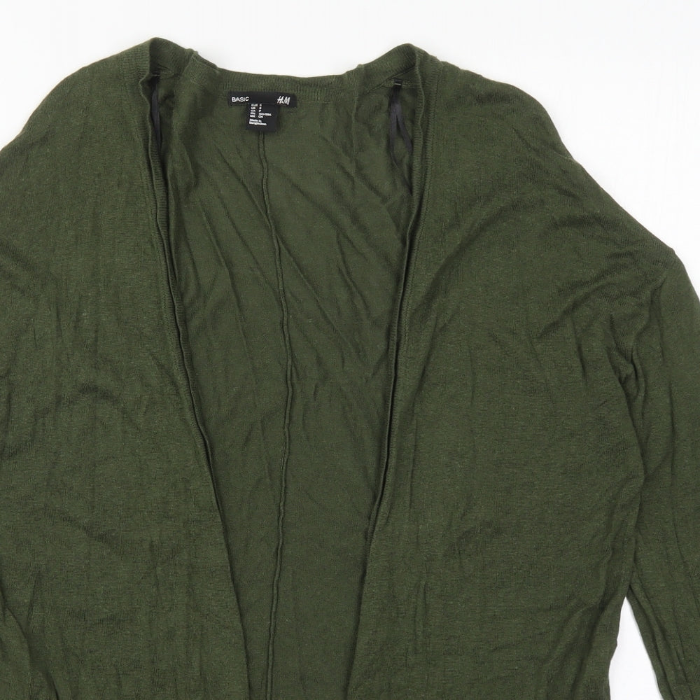 H&M Womens Green V-Neck  Viscose Cardigan Jumper Size S