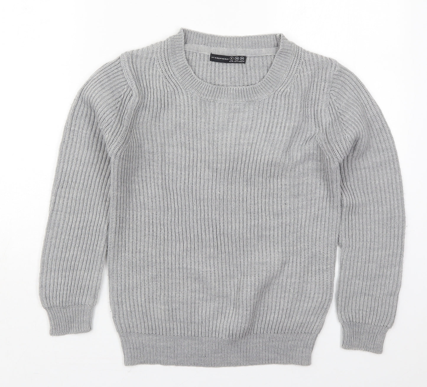 Atmosphere Womens Grey Crew Neck  Acrylic Pullover Jumper Size 8