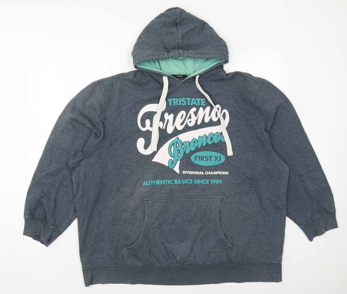 George Mens Blue  Polyester Pullover Hoodie Size 3XL   - Fresno Broncos