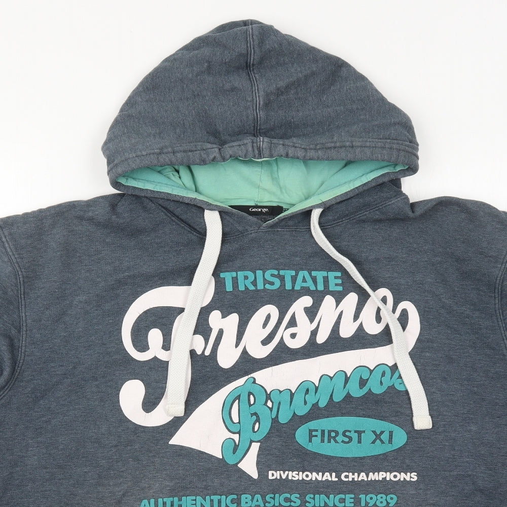 George Mens Blue  Polyester Pullover Hoodie Size 3XL   - Fresno Broncos
