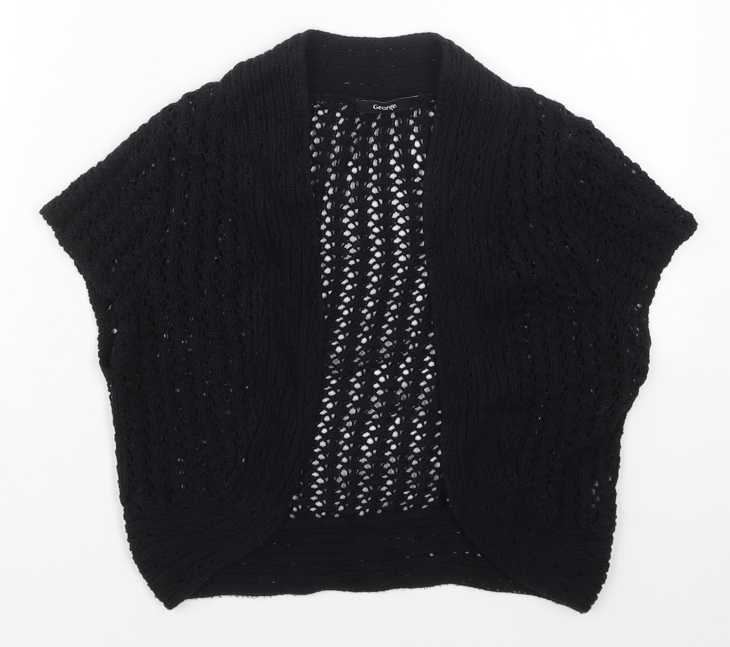 George Womens Black V-Neck  Cotton Cardigan Jumper Size 14