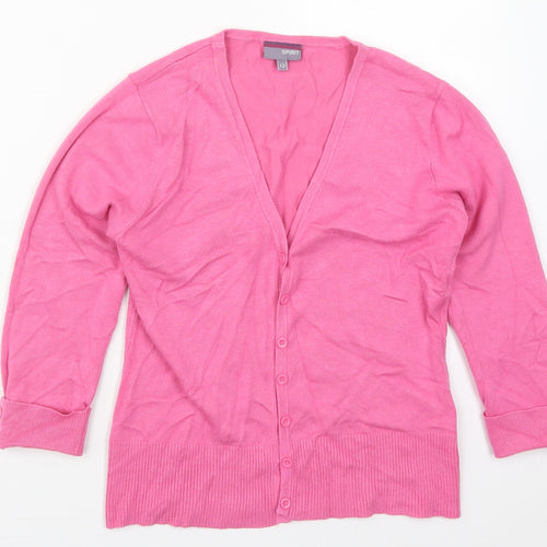 Spirit Womens Pink V-Neck  Viscose Cardigan Jumper Size 12