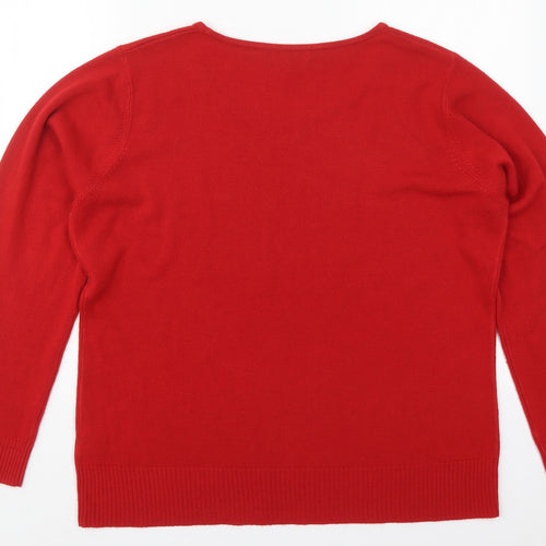 TU Womens Red Round Neck  Acrylic Pullover Jumper Size 22