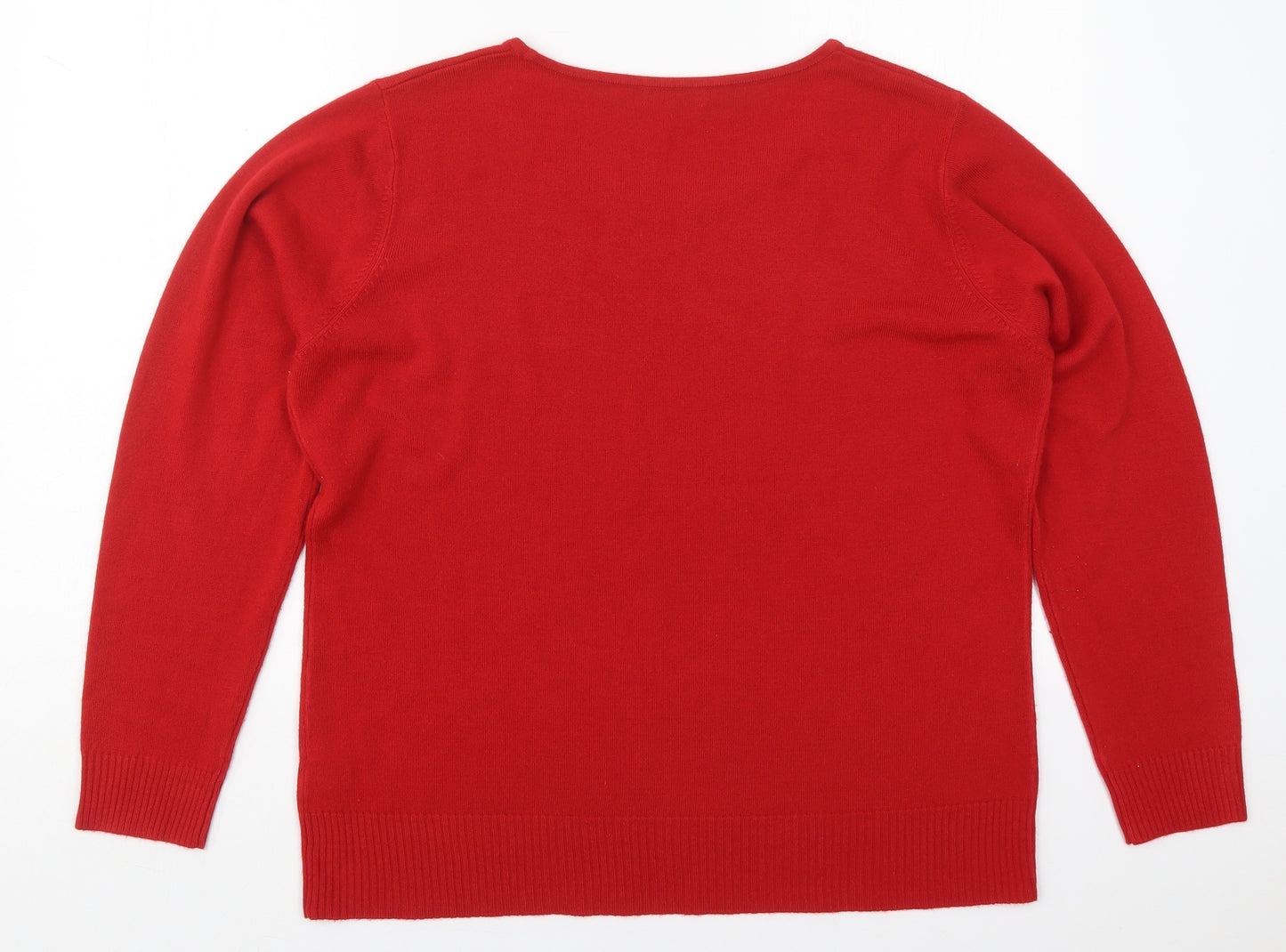 TU Womens Red Round Neck  Acrylic Pullover Jumper Size 22