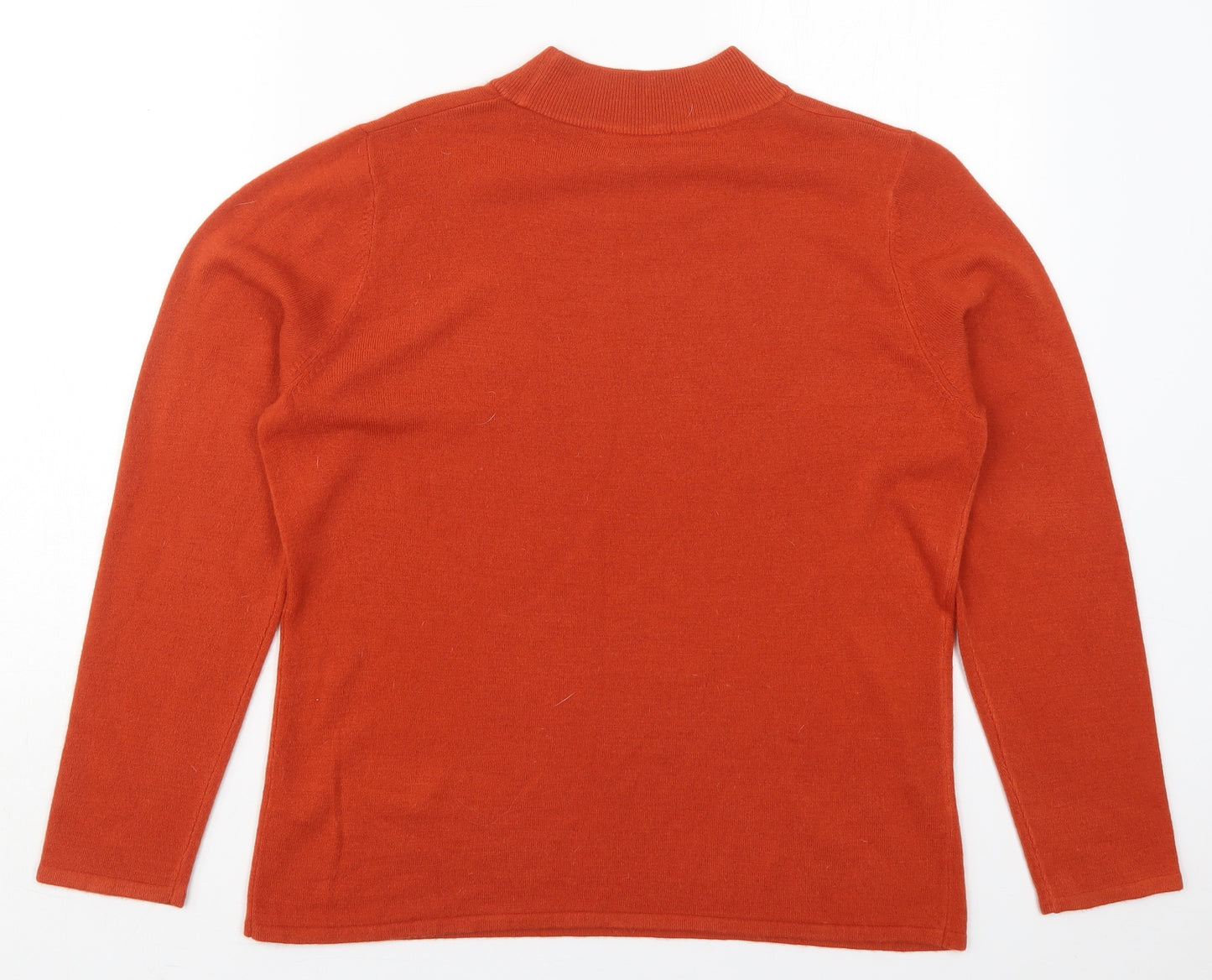 Bonmarché Womens Orange Mock Neck  Acrylic Pullover Jumper Size 16