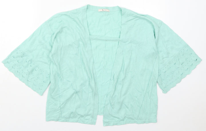 TU Womens Green V-Neck  Nylon Cardigan Jumper Size 12