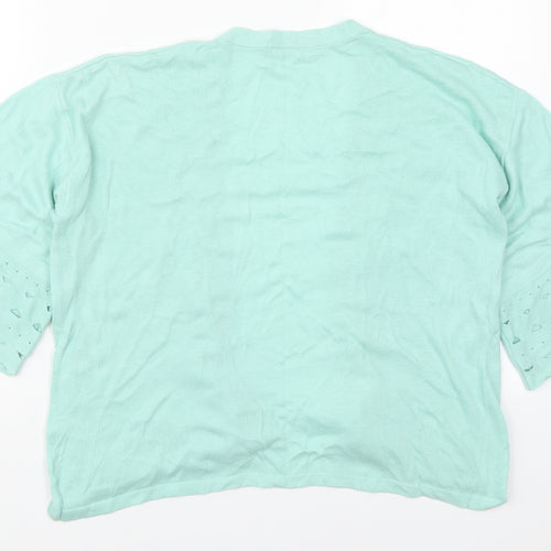 TU Womens Green V-Neck  Nylon Cardigan Jumper Size 12