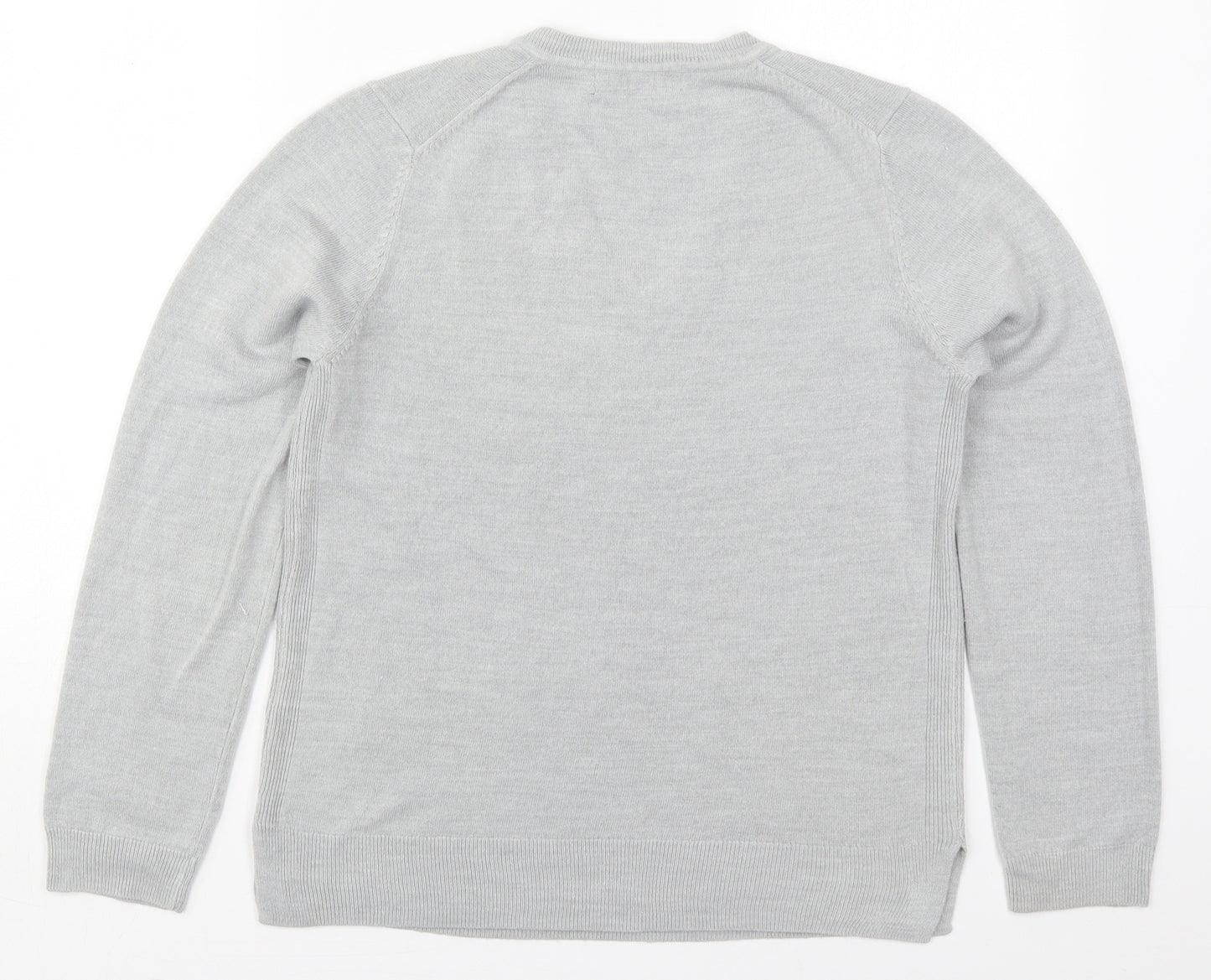 Marks and Spencer Womens Grey V-Neck  Acrylic Pullover Jumper Size 12