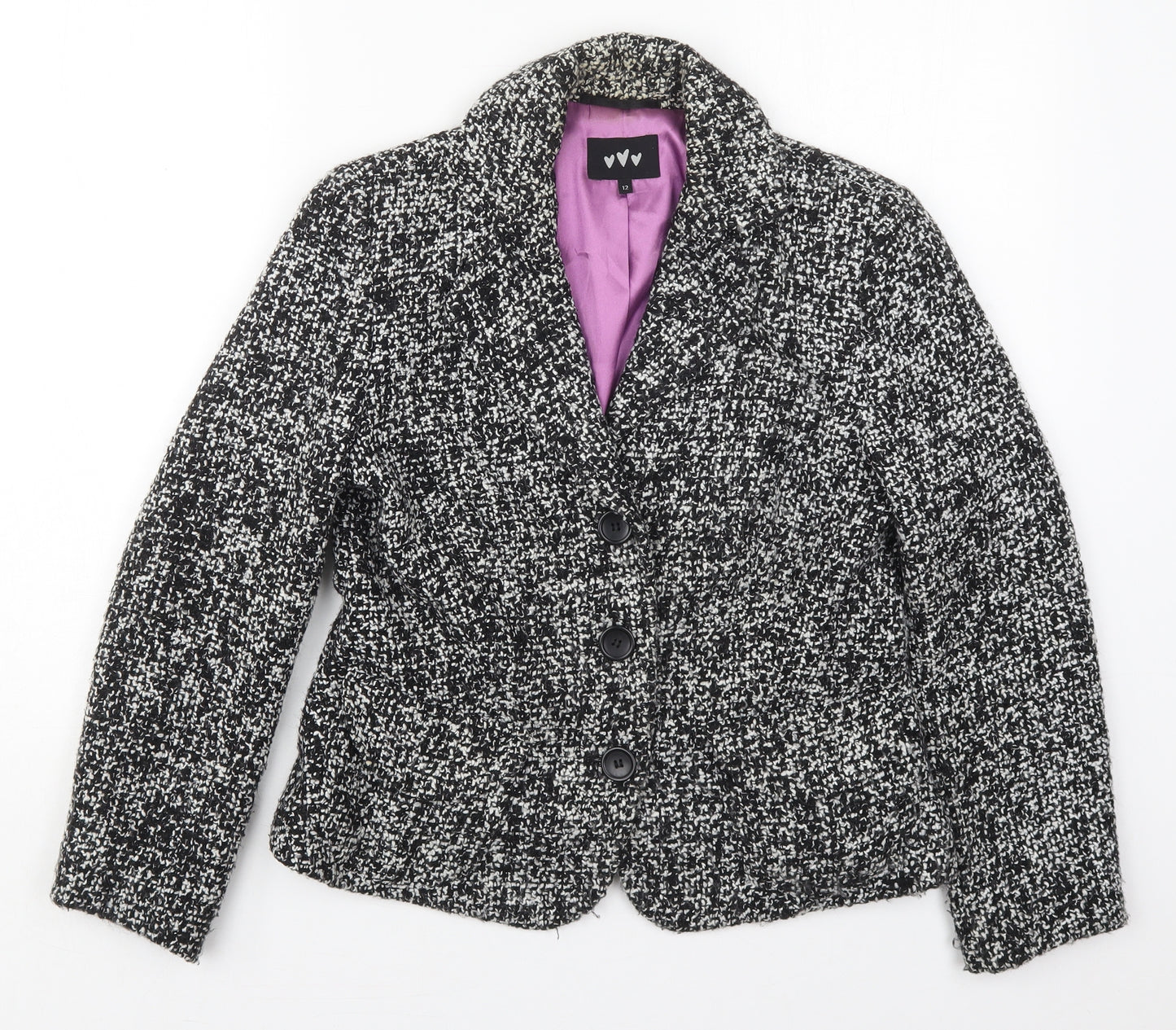 Per Una Womens Black   Jacket  Size 12  Button - Black and White