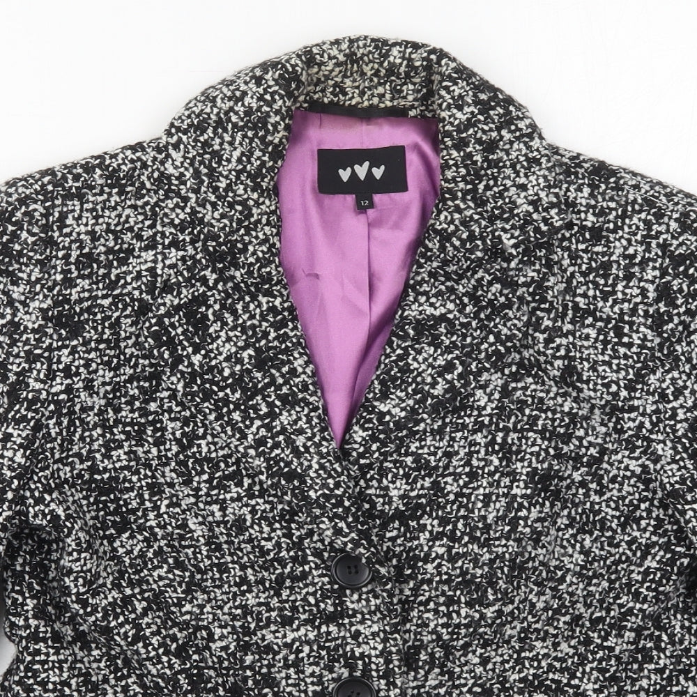 Per Una Womens Black   Jacket  Size 12  Button - Black and White