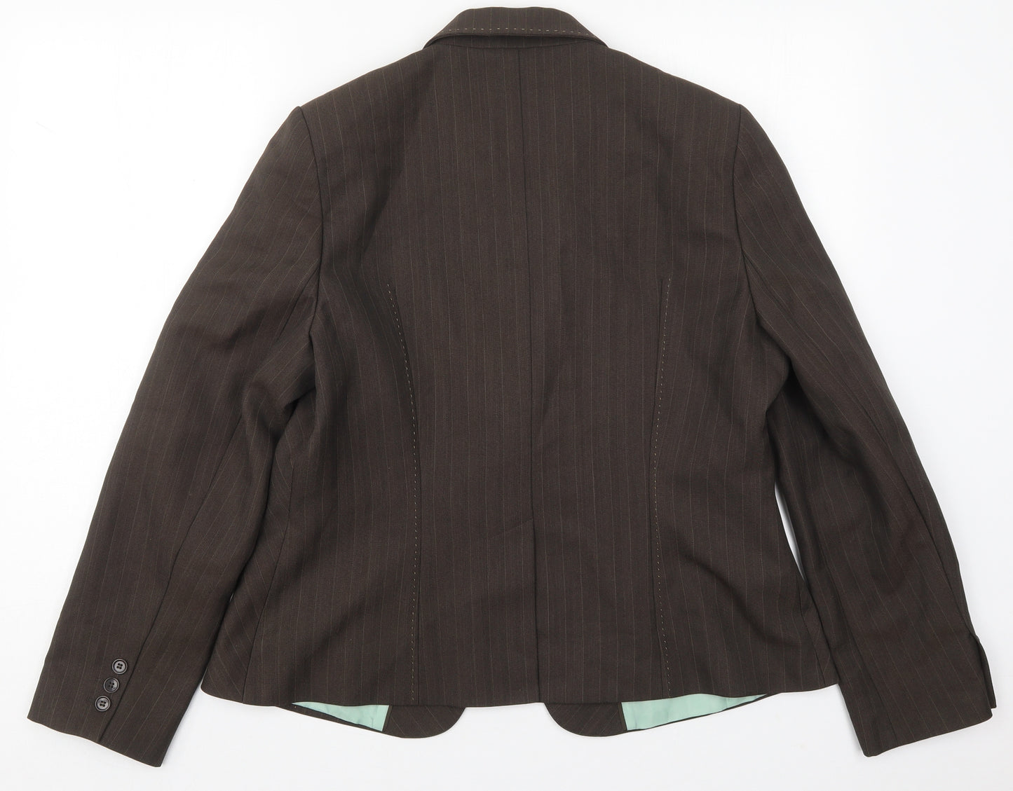 F&F Womens Brown Striped Polyester Jacket Suit Jacket Size 18