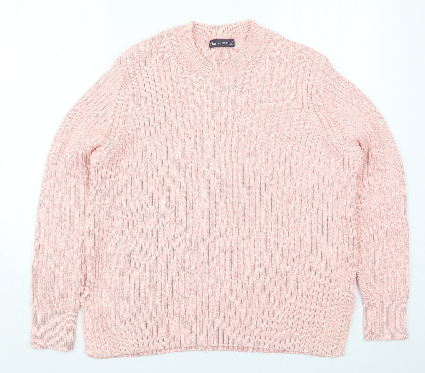 Marks and Spencer Womens Pink Crew Neck  Cotton Pullover Jumper Size 20