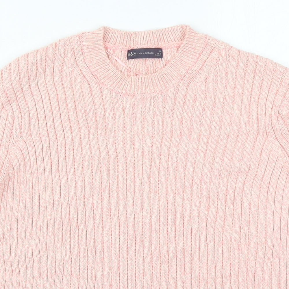 Marks and Spencer Womens Pink Crew Neck  Cotton Pullover Jumper Size 20