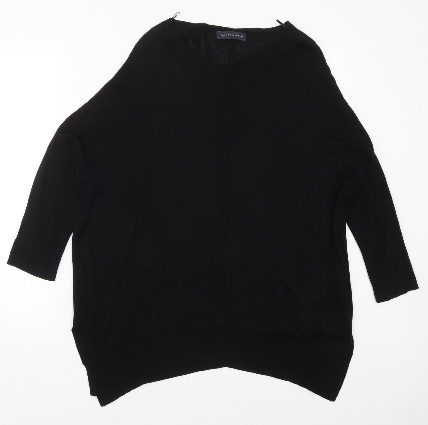 Marks and Spencer Womens Black Boat Neck  Viscose Pullover Jumper Size 10