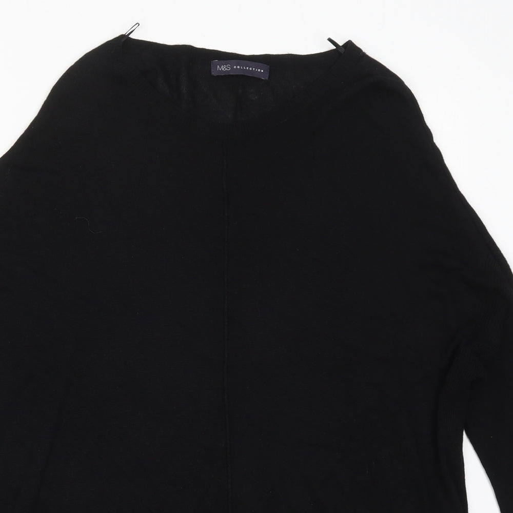 Marks and Spencer Womens Black Boat Neck  Viscose Pullover Jumper Size 10