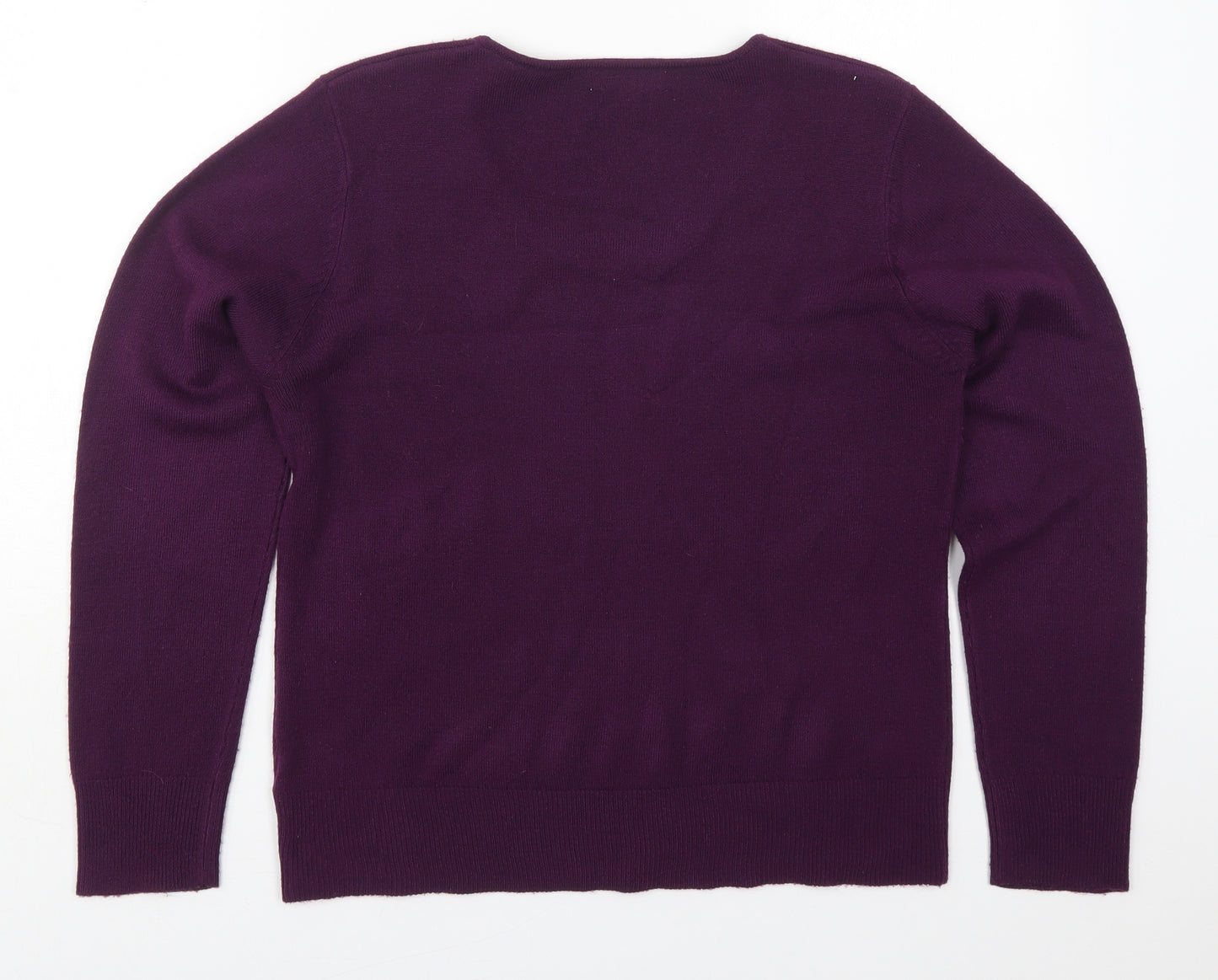 Bonmarché Womens Purple Round Neck  Acrylic Pullover Jumper Size M