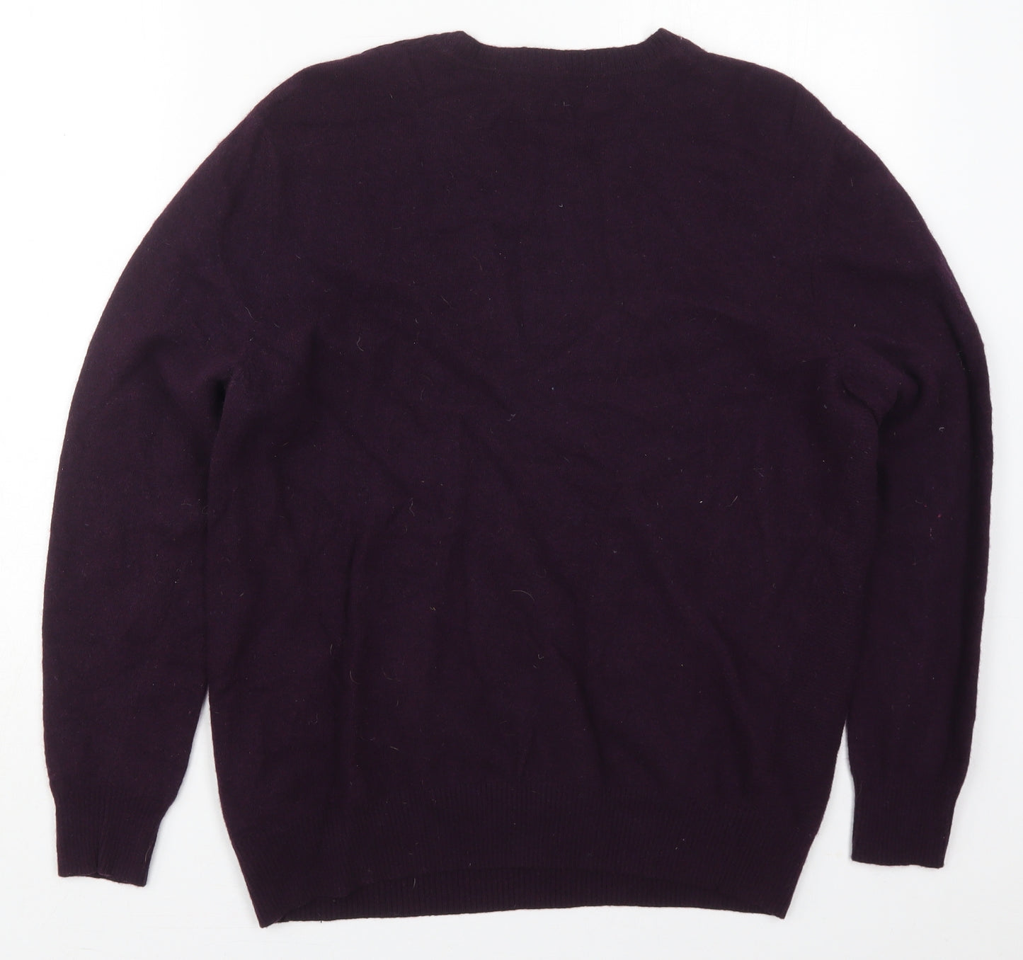 Jasper Conran Mens Purple V-Neck  Wool Pullover Jumper Size L