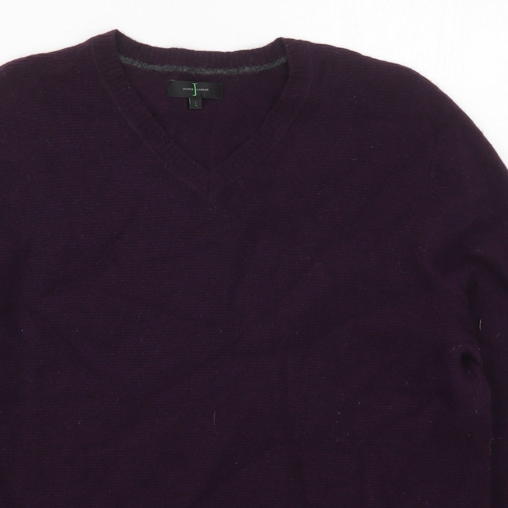 Jasper Conran Mens Purple V-Neck  Wool Pullover Jumper Size L