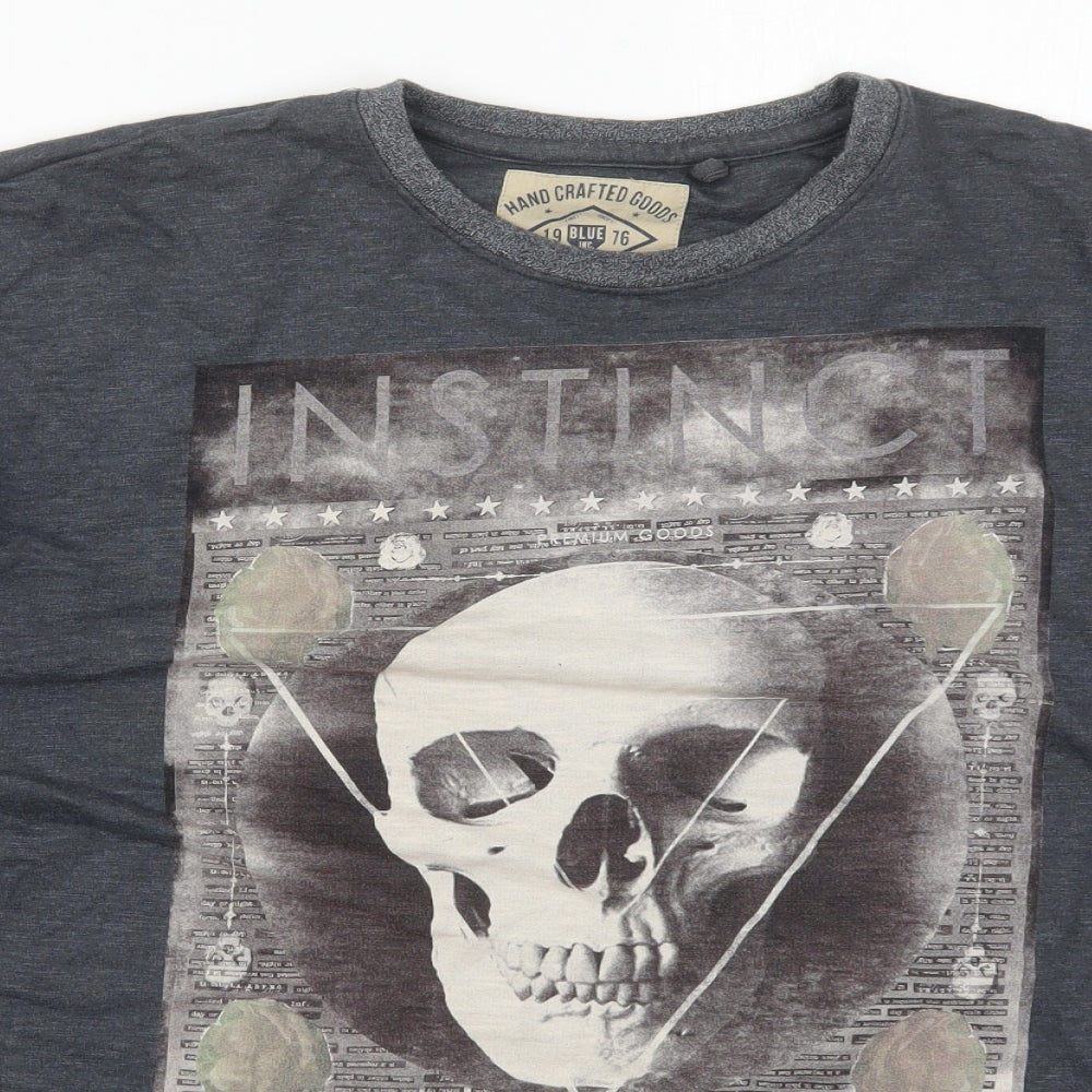 Blue Inc Mens Grey  Cotton Pullover Sweatshirt Size 2XL   - Instinct Skull