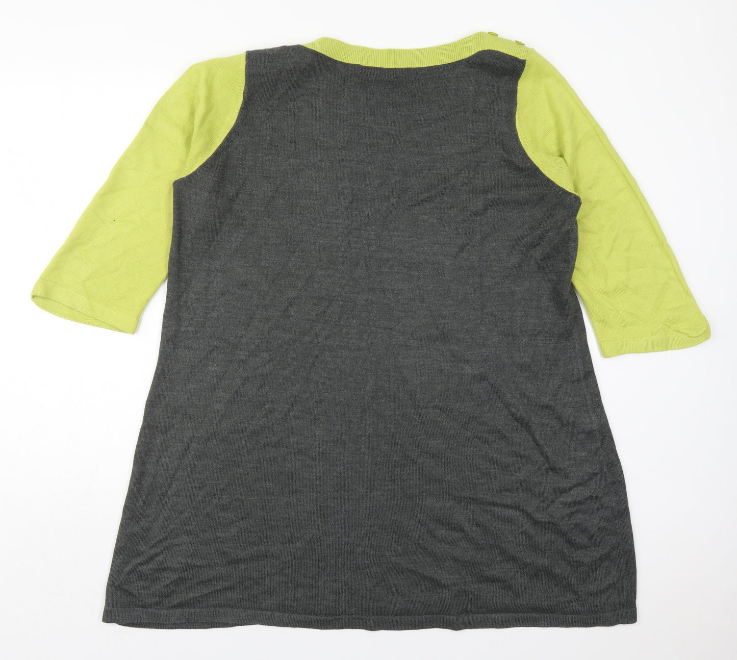 George Womens Grey Colourblock Acrylic Jumper Dress  Size 22  Boat Neck Pullover - Green