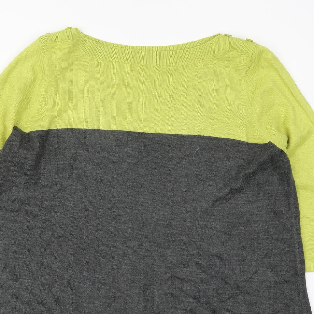 George Womens Grey Colourblock Acrylic Jumper Dress  Size 22  Boat Neck Pullover - Green