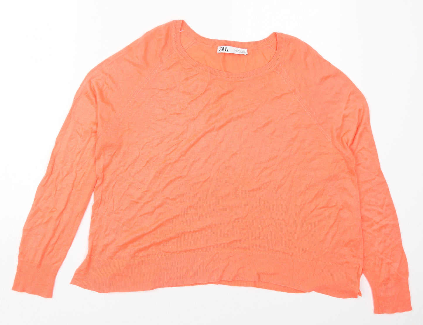 Zara Womens Pink Round Neck  Acrylic Pullover Jumper Size M