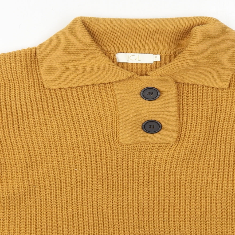 JCL Womens Orange Collared  Acrylic Pullover Jumper One Size