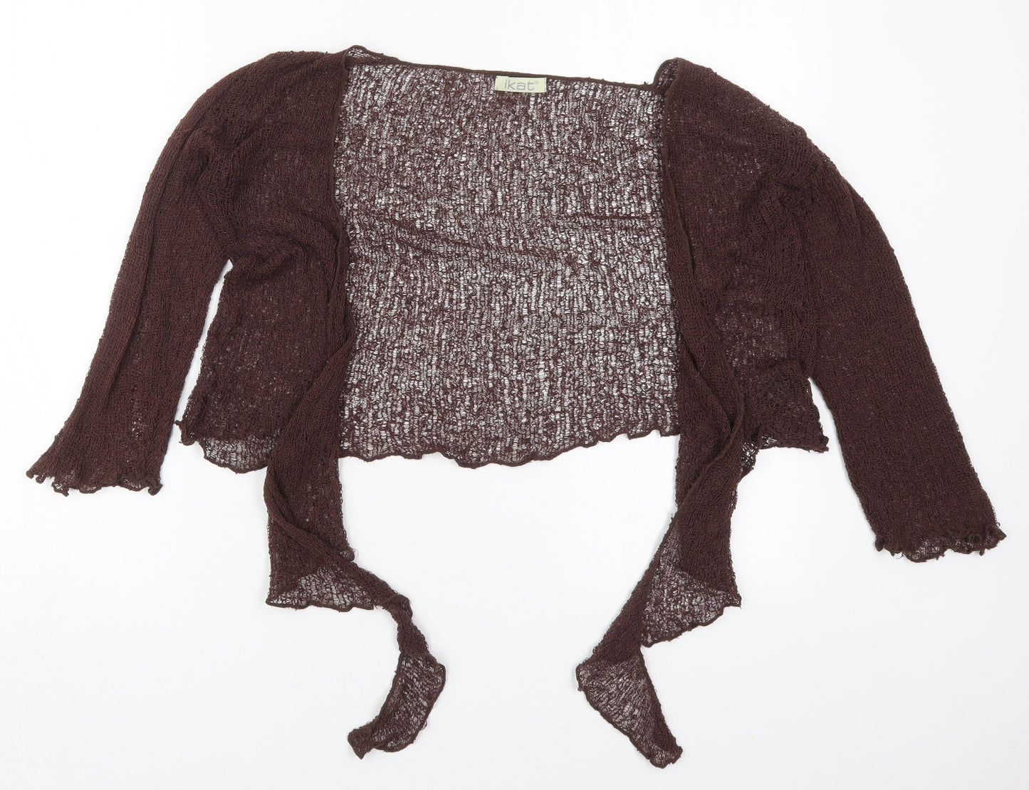 IKat Womens Brown V-Neck  Acrylic Cardigan Jumper One Size