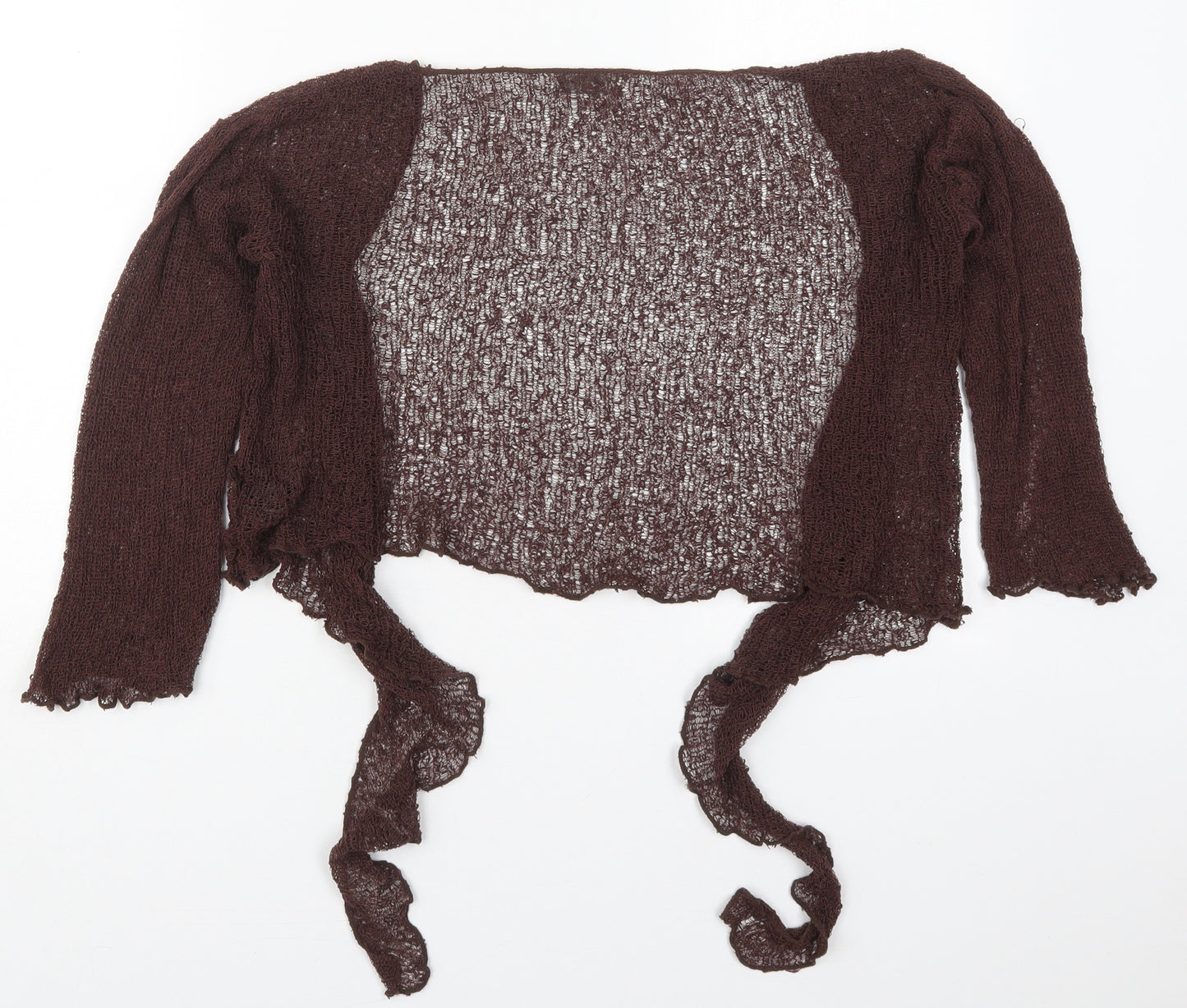 IKat Womens Brown V-Neck  Acrylic Cardigan Jumper One Size