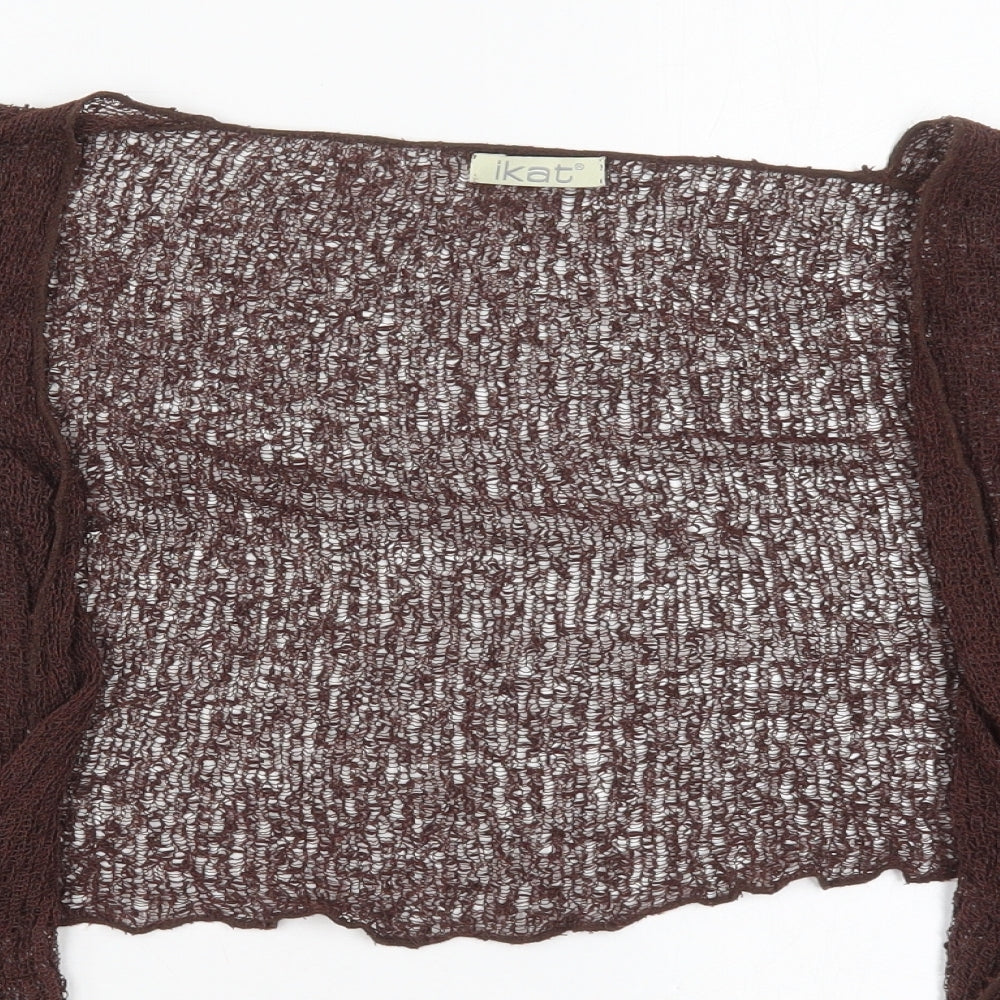 IKat Womens Brown V-Neck  Acrylic Cardigan Jumper One Size