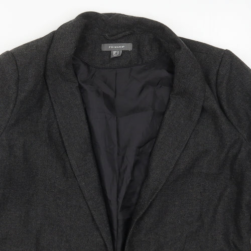 Primark Womens Grey Herringbone Polyester Jacket Blazer Size 16