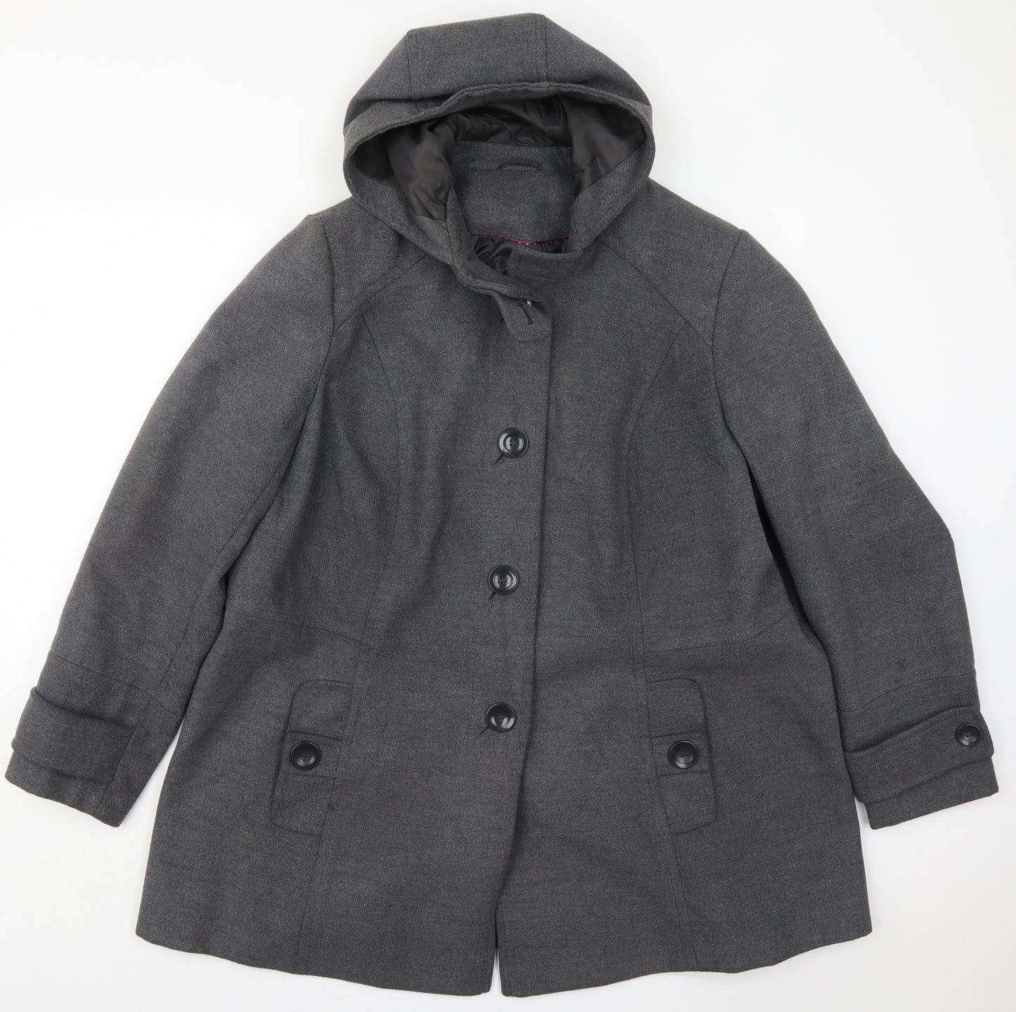 Preworn Womens Grey   Pea Coat Coat Size 24  Button