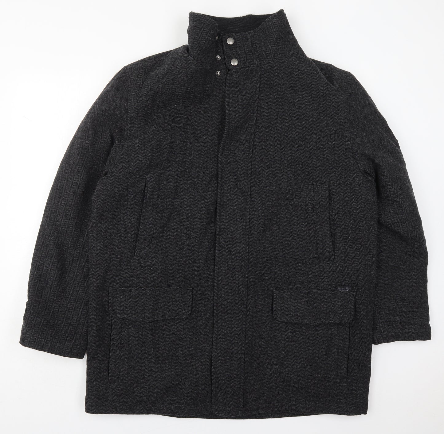 Marks and Spencer Mens Grey Herringbone  Jacket Coat Size XL  Zip