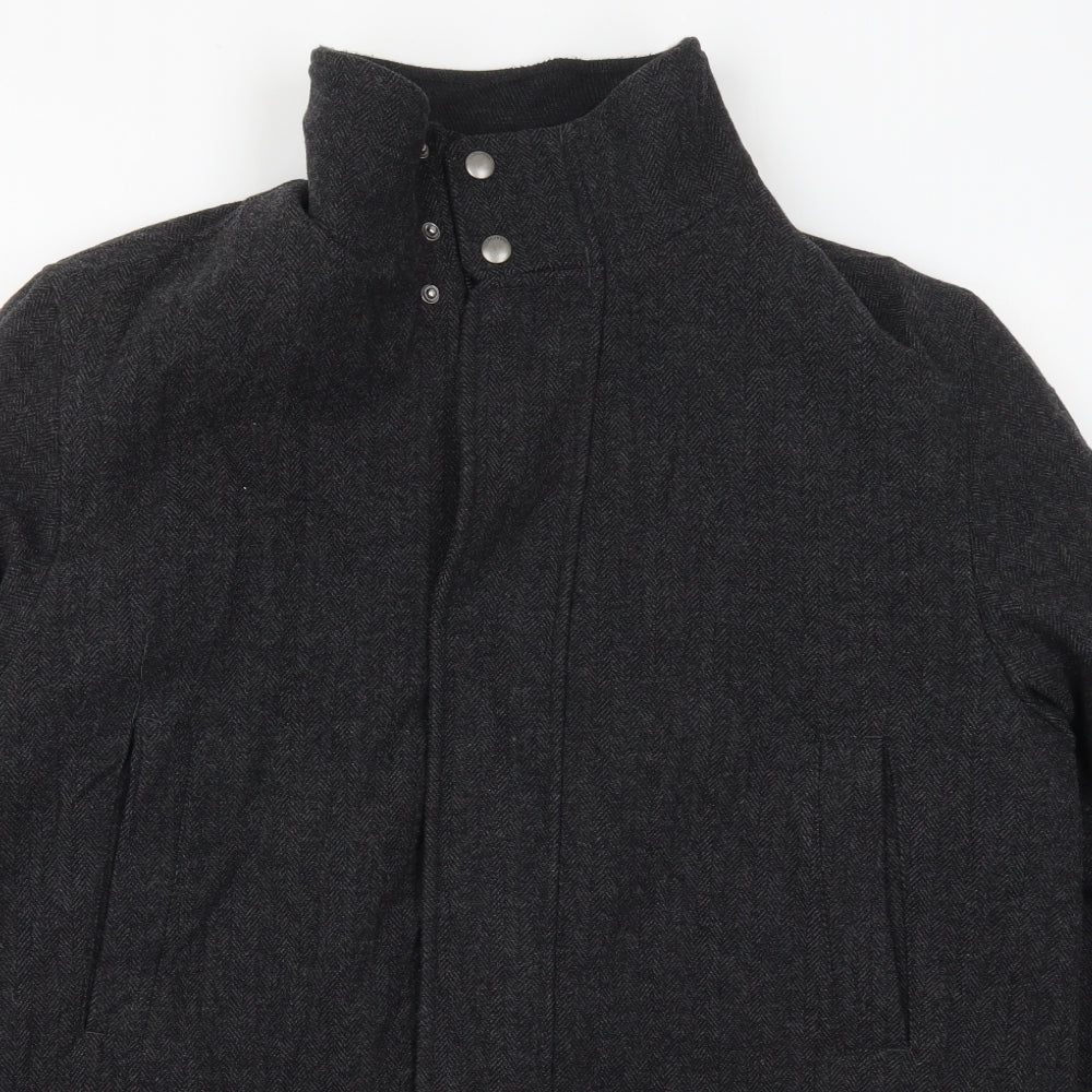 Marks and Spencer Mens Grey Herringbone  Jacket Coat Size XL  Zip