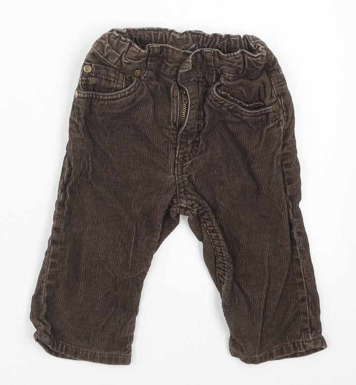 H&M Boys Brown  Cotton Capri Trousers Size 9 Months  Button