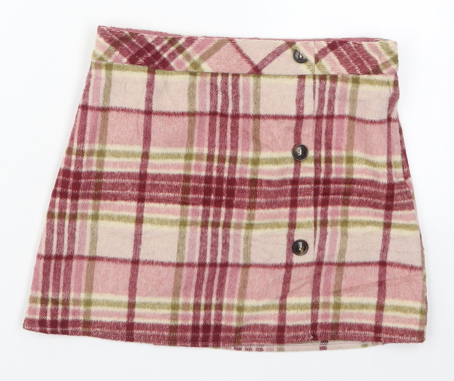 Nutmeg Girls Pink Check Polyester Mini Skirt Size 9-10 Years  Regular Zip